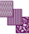 Belles and Whistles Botanical - Silkscreen Stencil provides an extra decorative touch to any project!
Image shows the full layout of the Botanical - Silkscreen Stencil, which have 3 pages.