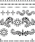 Image of Bone Inlay Stencil. Elegant black and white patterns featuring floral and geometric designs, suitable for artistic and interior decorating themes.