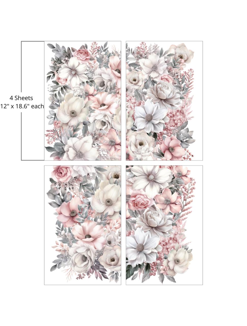 【美品】deres デレス　Fleur dual color stole Soft Wintery Floral - Large Transfer | Dixie Belle Paint