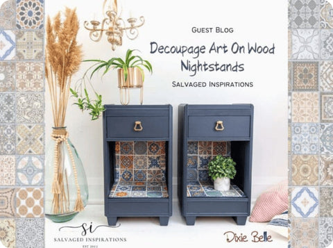 Decoupage Art On Wood Nightstands