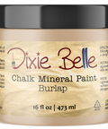 Jar of Dixie Belle Chalk Mineral Paint in Burlap color on a white background