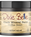 Jar of Dixie Belle Chalk Mineral Paint in Coffee Bean color on a white background
