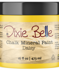 Jar of Dixie Belle Chalk Mineral Paint in Daisy color on a white background