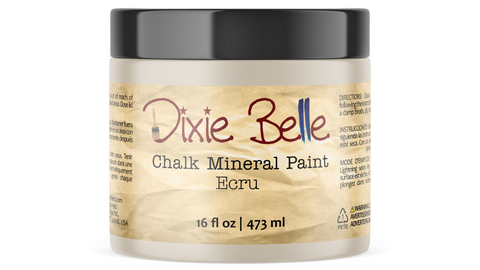 Jar of Dixie Belle Chalk Mineral Paint in Ecru color on a white background