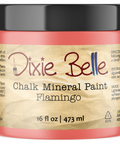 Jar of Dixie Belle Chalk Mineral Paint in Flamingo color on a white background