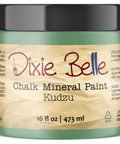 Jar of Dixie Belle Chalk Mineral Paint in Kudzu color on a white background