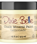 Jar of Dixie Belle Chalk Mineral Paint in Lemonade color on a white background