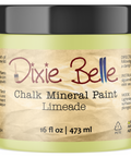 Jar of Dixie Belle Chalk Mineral Paint in Limeade color on a white background