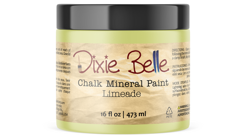 Jar of Dixie Belle Chalk Mineral Paint in Limeade color on a white background