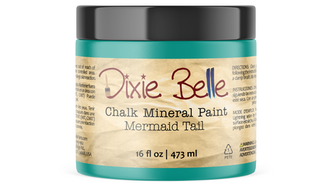Jar of Dixie Belle Chalk Mineral Paint in Mermaid Tail color on a white background