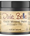 Jar of Dixie Belle Chalk Mineral Paint in Midnight Sky color on a white background