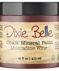 Jar of Dixie Belle Chalk Mineral Paint in Muscadine Wine color on a white background