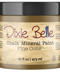 Jar of Dixie Belle Chalk Mineral Paint in Pine Cone color on a white background