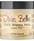 Jar of Dixie Belle Chalk Mineral Paint in Sand Bar color on a white background