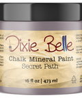 Jar of Dixie Belle Chalk Mineral Paint in Secret Path color on a white background