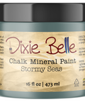 Jar of Dixie Belle Chalk Mineral Paint in Stormy Seas color on a white background