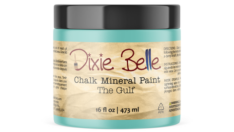 Jar of Dixie Belle Chalk Mineral Paint in The Gulf color on a white background