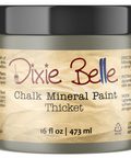 Jar of Dixie Belle Chalk Mineral Paint in Thicket color on a white background