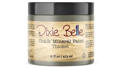 Jar of Dixie Belle Chalk Mineral Paint in Thicket color on a white background