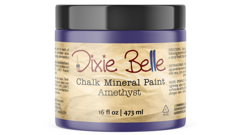 Jar of Dixie Belle Chalk Mineral Paint in Amethyst color on a white background