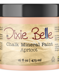 Jar of Dixie Belle Chalk Mineral Paint in Apricot color on a white background