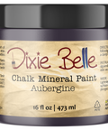 Jar of Dixie Belle Chalk Mineral Paint in Aubergine color on a white background