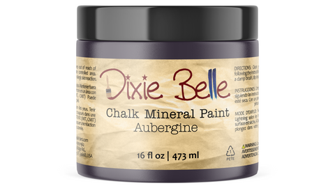 Jar of Dixie Belle Chalk Mineral Paint in Aubergine color on a white background