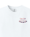 White t-shirt with 'Dixie Belle America 250' text and flag design on a white background