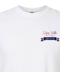 White t-shirt with 'Dixie Belle Paint Company America 250' text and flag design on a white background