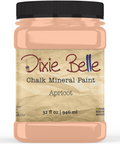 Jar of Dixie Belle Chalk Mineral Paint in Apricot color on a white background