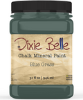 Jar of Dixie Belle Chalk Mineral Paint in Blue Grass color on a white background