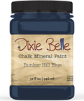 Jar of Dixie Belle Chalk Mineral Paint in Bunker Hill Blue color on a white background