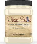 Jar of Dixie Belle Chalk Mineral Paint in Buttercream color on a white background