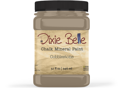 Jar of Dixie Belle Chalk Mineral Paint in Cobblestone color on a white background