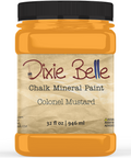 Jar of Dixie Belle Chalk Mineral Paint in Colonel Mustard color on a white background