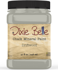 Jar of Dixie Belle Chalk Mineral Paint in Driftwood color on a white background