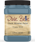 Jar of Dixie Belle Chalk Mineral Paint in Dusty Blue color on a white background