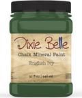Jar of Dixie Belle Chalk Mineral Paint in English Ivy color on a white background
