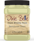 Jar of Dixie Belle Chalk Mineral Paint in Farmhouse Green color on a white background