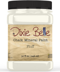 Jar of Dixie Belle Chalk Mineral Paint in Fluff color on a white background