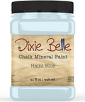 Jar of Dixie Belle Chalk Mineral Paint in Haint Blue color on a white background