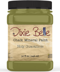 Jar of Dixie Belle Chalk Mineral Paint in Holy Guacamole color on a white background