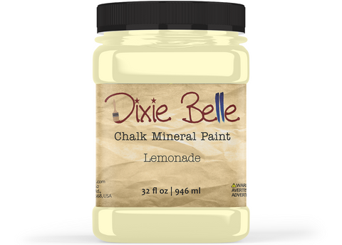 Jar of Dixie Belle Chalk Mineral Paint in Lemonade color on a white background