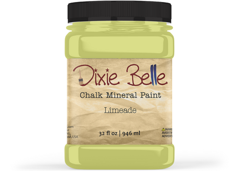 Jar of Dixie Belle Chalk Mineral Paint in Limeade color on a white background