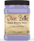 Jar of Dixie Belle Chalk Mineral Paint in Lucky Lavender color on a white background