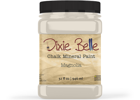 Jar of Dixie Belle Chalk Mineral Paint in Magnolia color on a white background