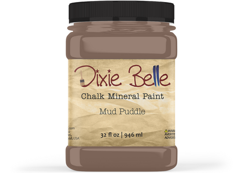 Jar of Dixie Belle Chalk Mineral Paint in Mud Puddle color on a white background