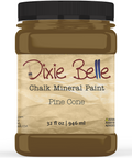 Jar of Dixie Belle Chalk Mineral Paint in Pine Cone color on a white background