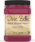 Jar of Dixie Belle Chalk Mineral Paint in Plum Crazy color on a white background