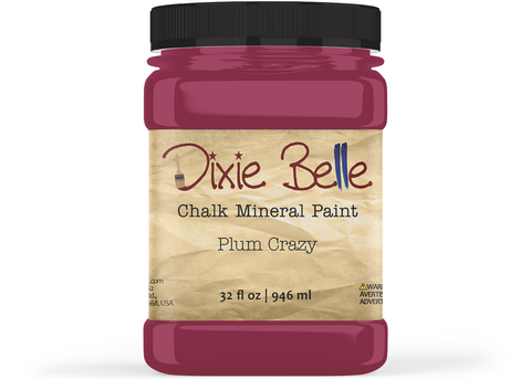 Jar of Dixie Belle Chalk Mineral Paint in Plum Crazy color on a white background